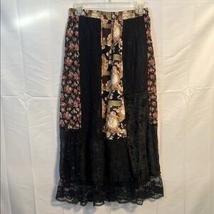 Vintage Floral Patchwork lace Maxi Skirt
